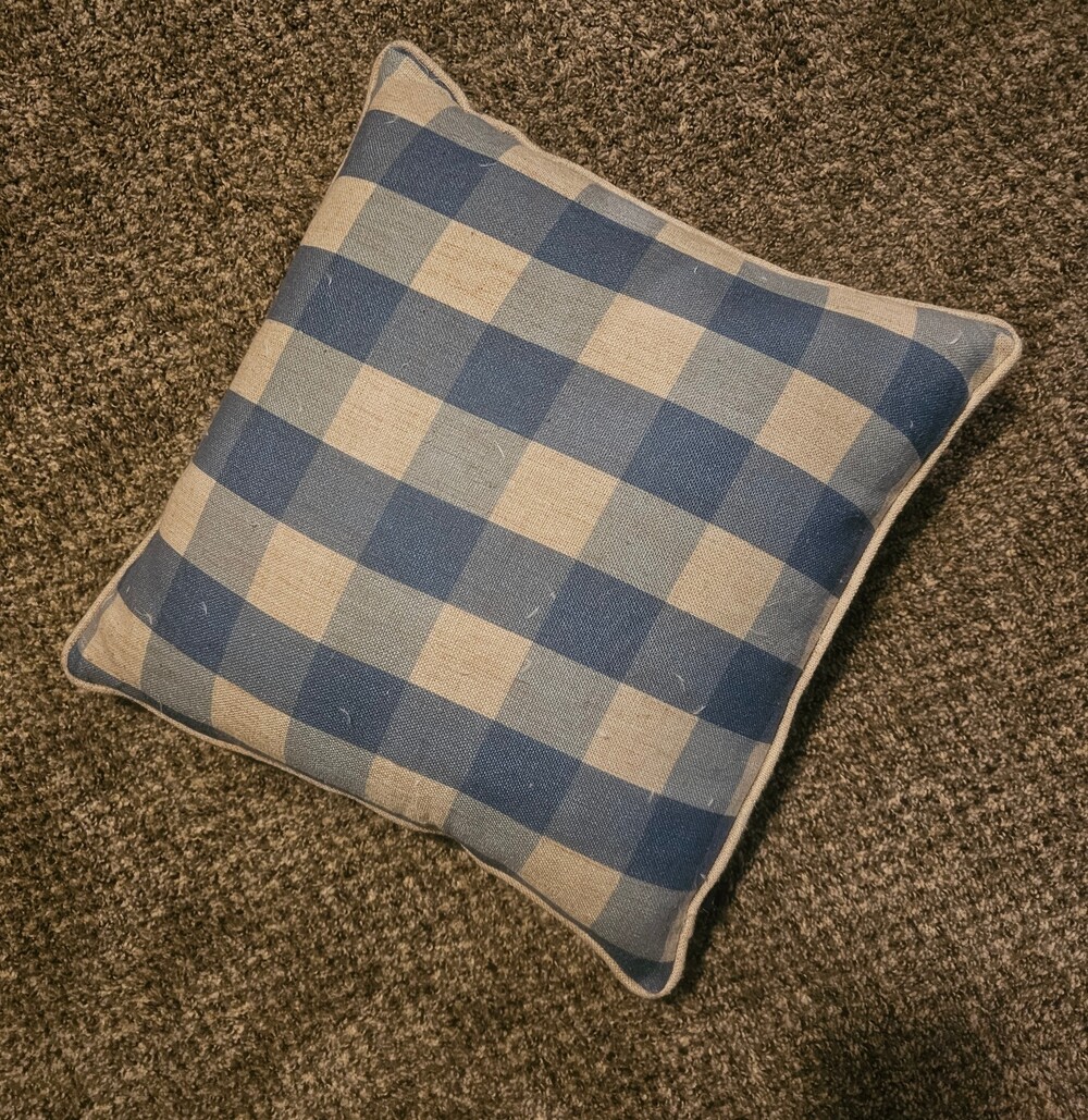 Rodeo Home Blue Beige Checkered Pillow Decorative Cushion